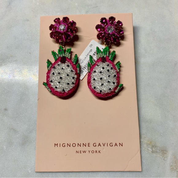 MIGNONNE GAVIGAN New York Beaded Lux Dragonfruit Dangle Drop Earrings